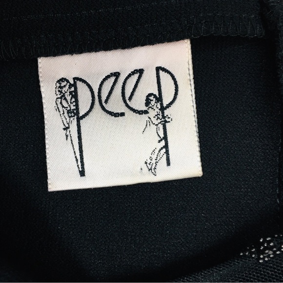 Vintage Peep Bodycon Little Black Cocktail Dress size Large Sheer Back Beading - Picture 11 of 13